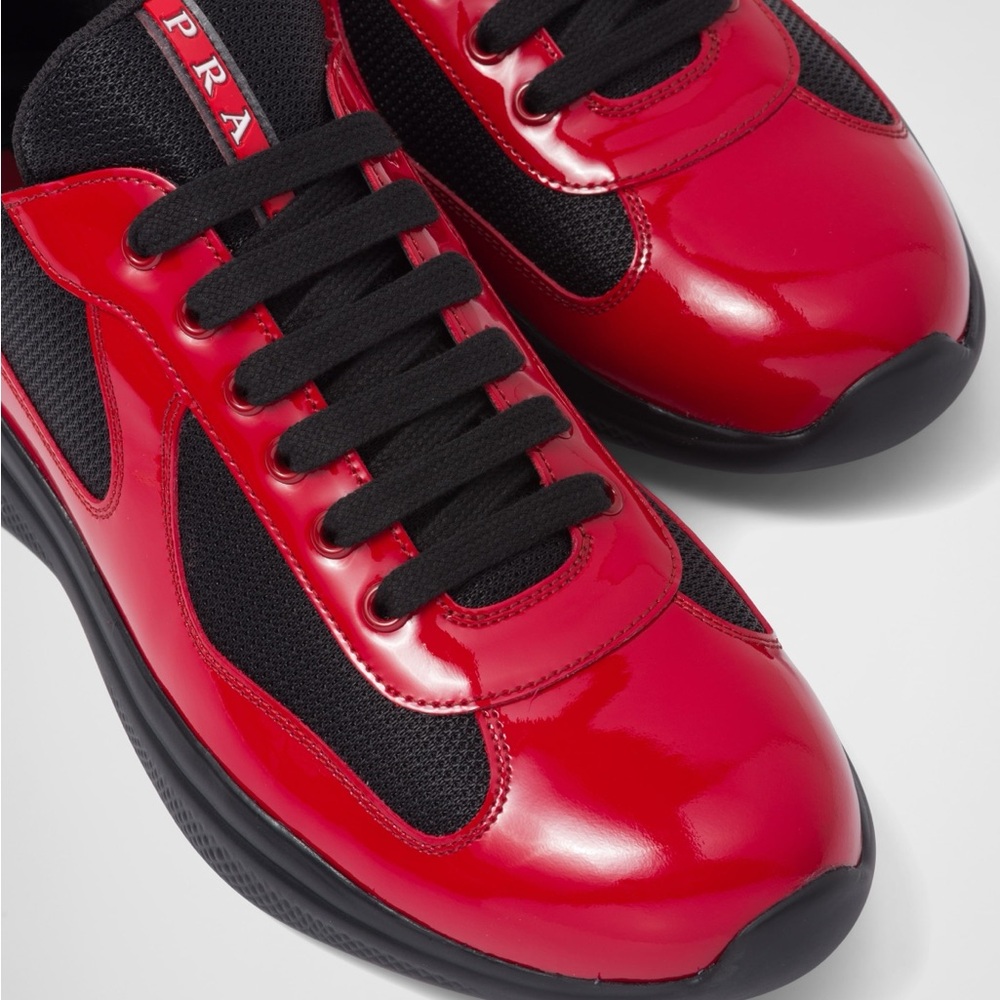 LUXURY PRADA AMERICAS CUP SNEAKERS SHOES - RED LEATHER US SIZE 10